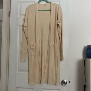 Knee Length Cream Cardiagn